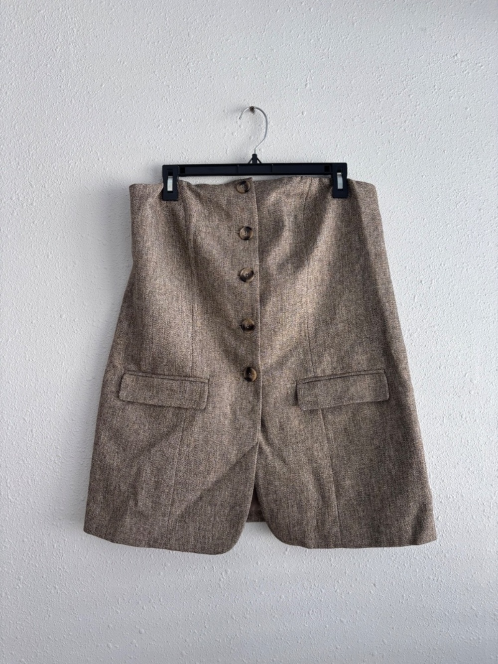 NWT H&M EDITION Brown Woven Strapless Button Down Top + Trouser Set (2 pcs) - Picture 5 of 11